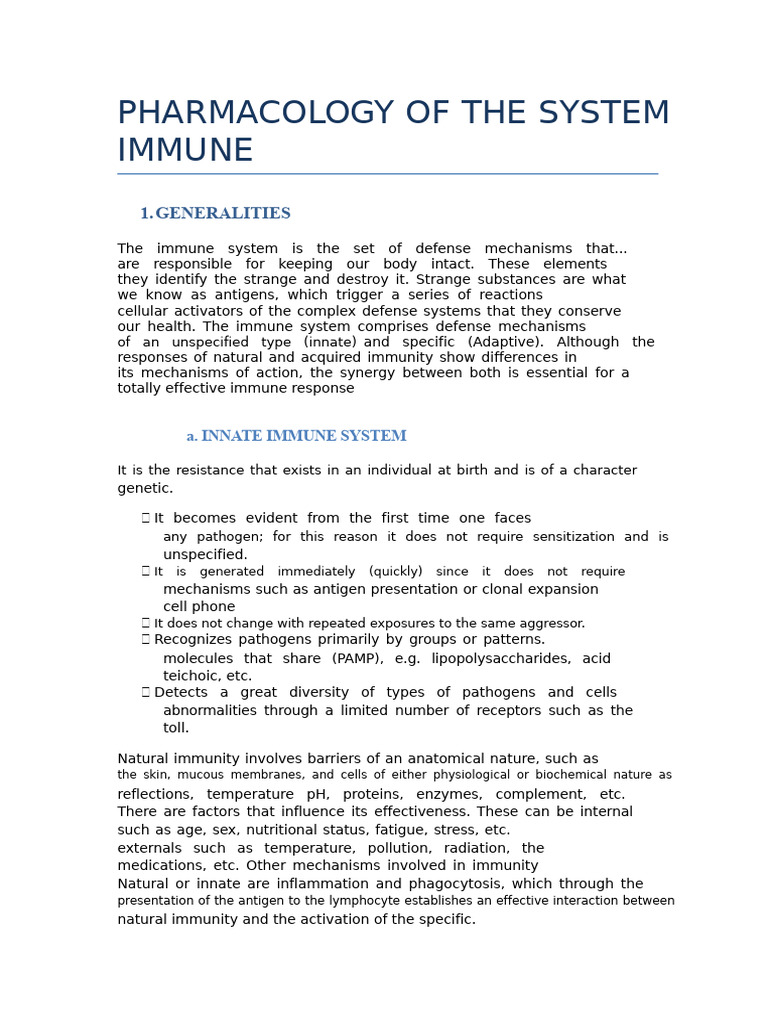 Immune System Pharmacology Overview | PDF | Immune System | Adaptive ...