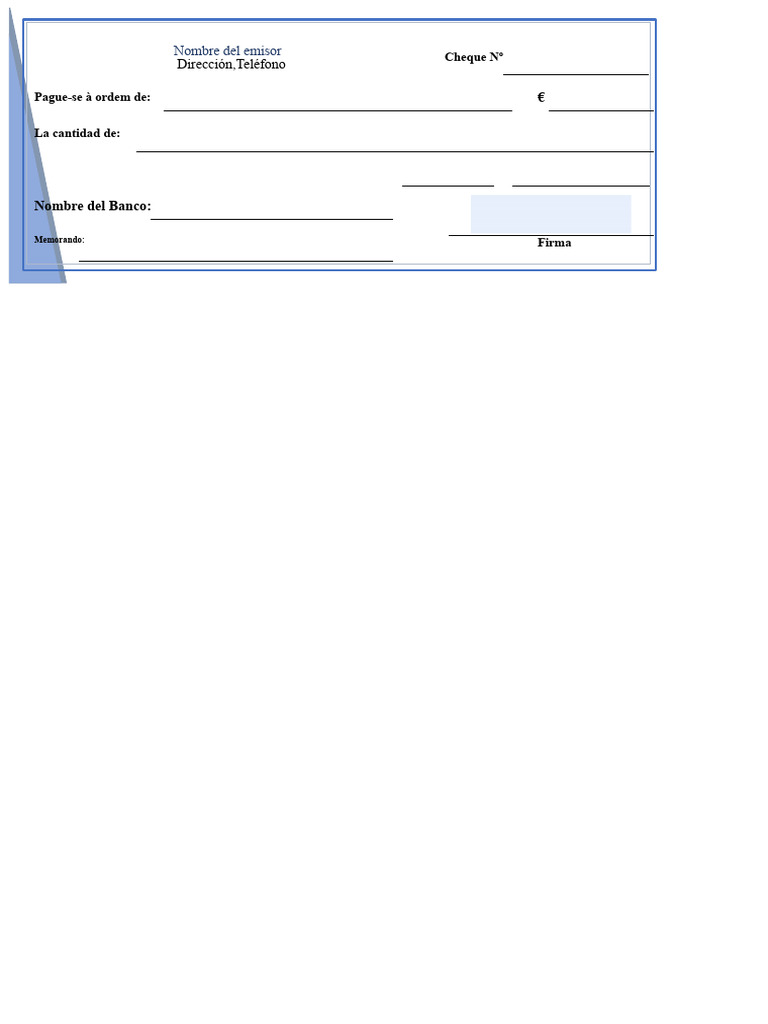 Plantilla de Cheque Personalizado | PDF