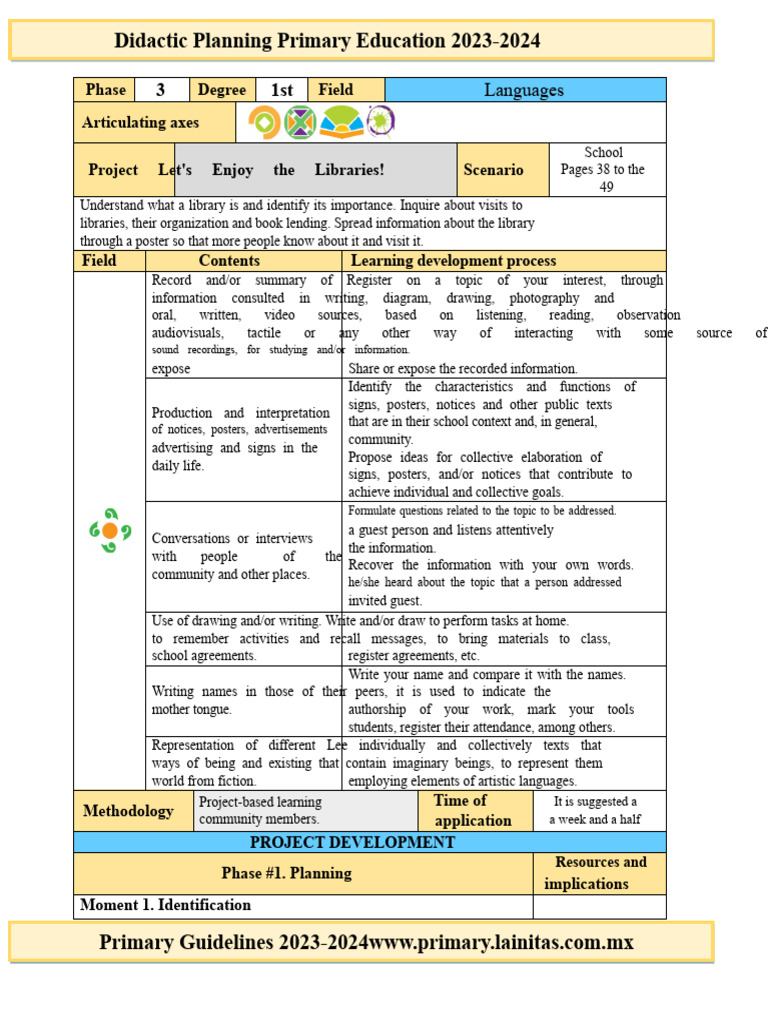 Didactic Planning for Primary Libraries 2023 | PDF | Libraries | Books