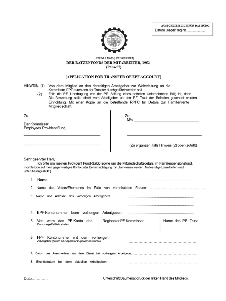 Formular 13-PF Übertragungsformular | PDF