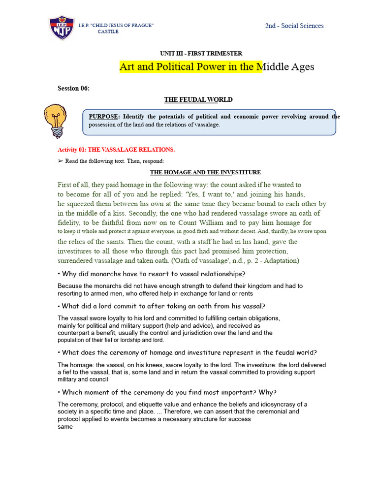 Session Card 06 - The Feudal World | PDF | Feudalism | Middle Ages