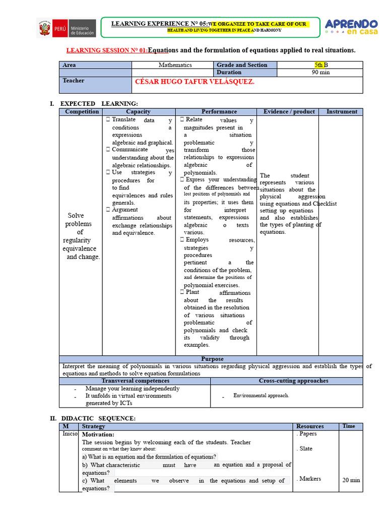 Session 1 - 5th Year of Secondary - Exp 5 - Polynomials | PDF ...