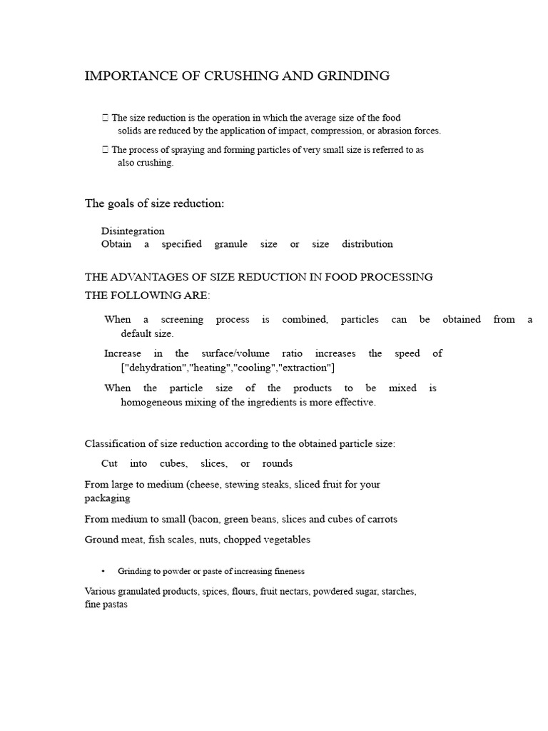 Importance of Crushing and Grinding | PDF | Mill (Grinding ...
