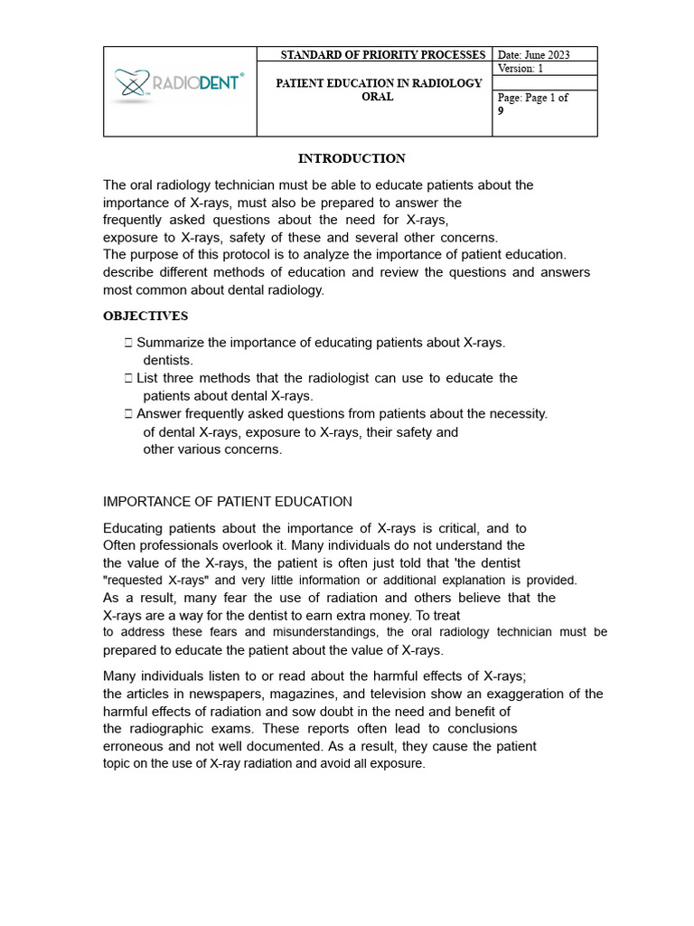 Patient Education on Dental X-rays | PDF | X Ray | Radiography