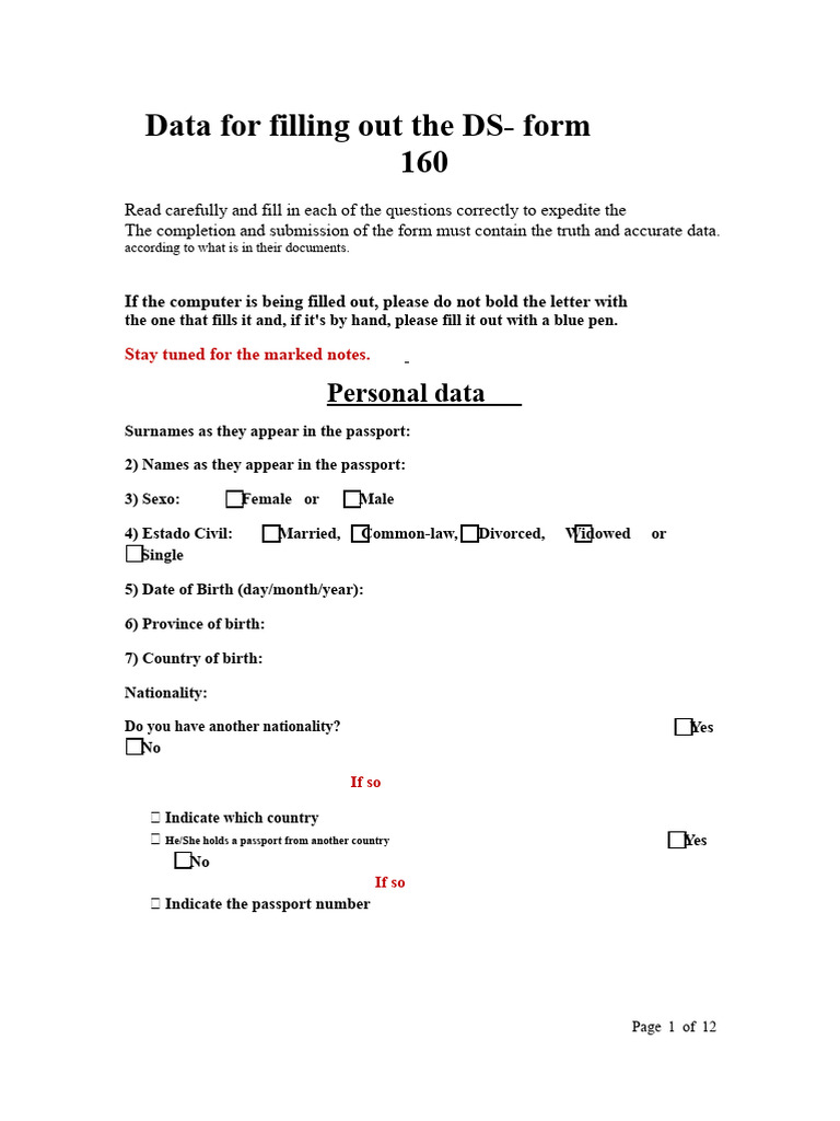 DS-Form Completion Guide | PDF | Travel Visa | Identity Document