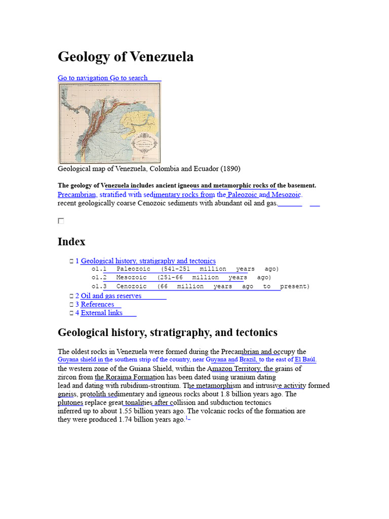 Geology and Oil Reserves of Venezuela | PDF | Sedimentary Rock | Petrology
