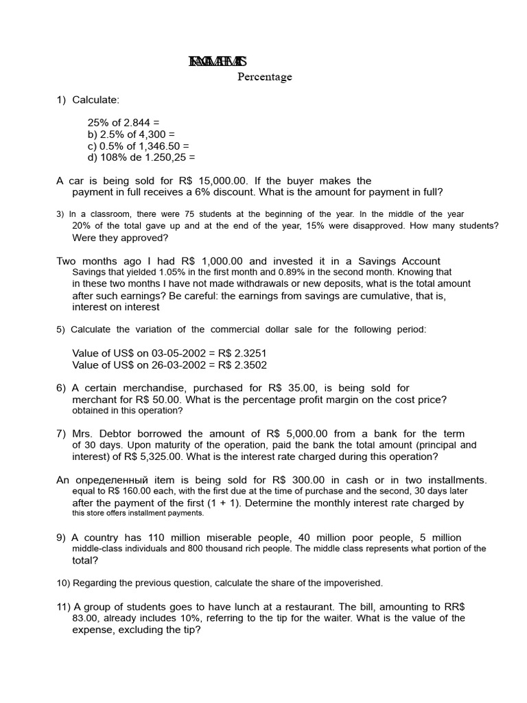Financial Mathematics Calculations Guide | PDF | Discounting | Interest