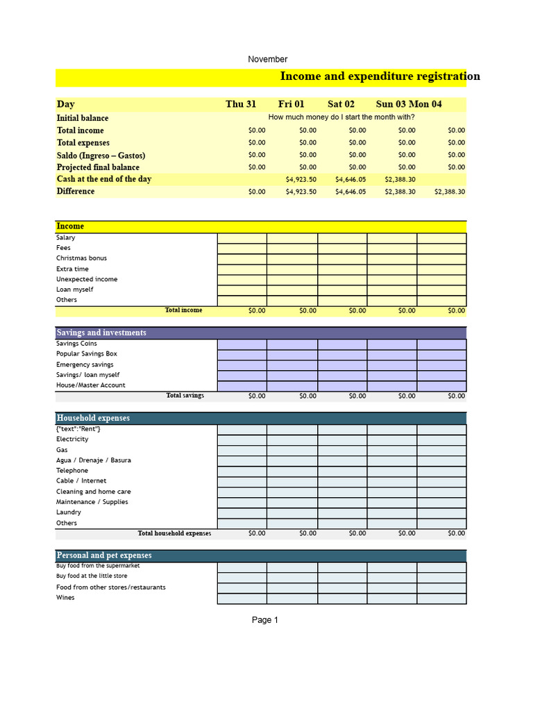 Income and Expenses 2013 - Template | PDF | Expense