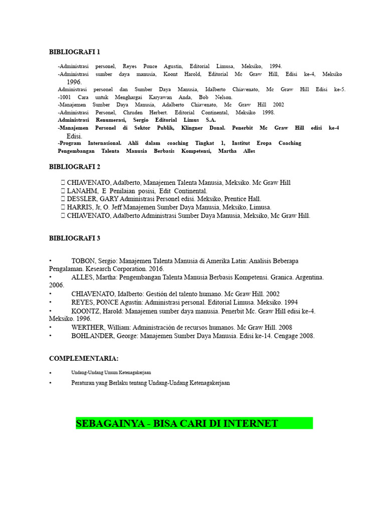 Daftar Referensi Manajemen SDM | PDF
