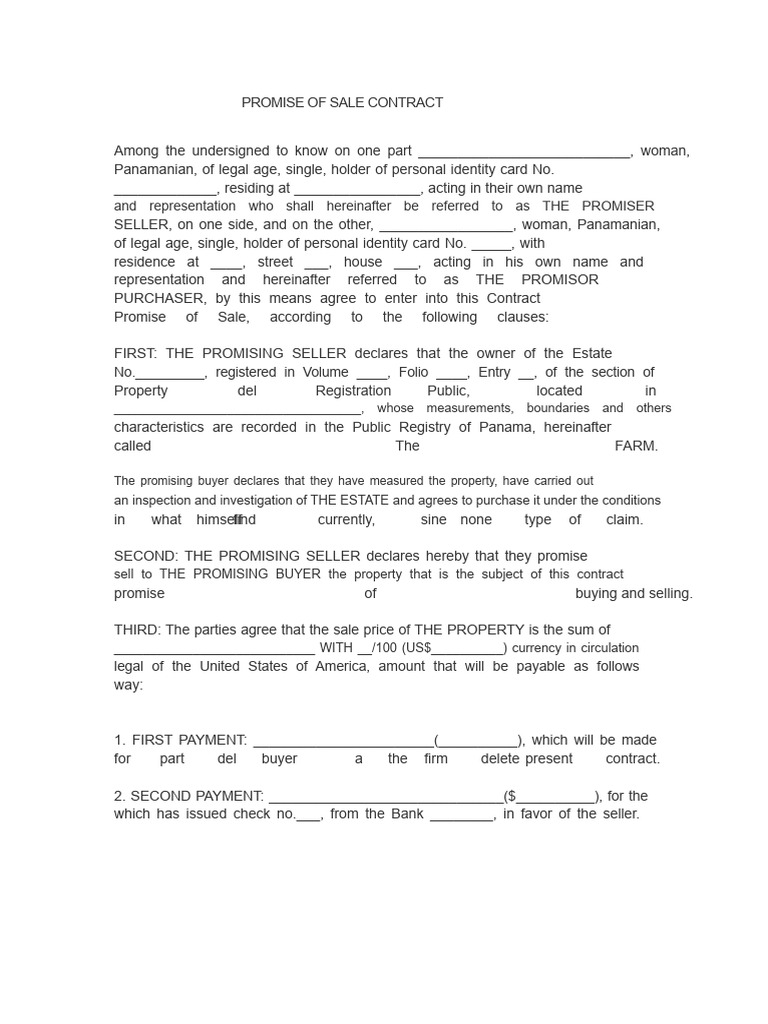 Panama Promise of Sale Contract | PDF | Procurement | Sales