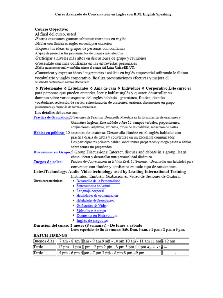 Curso Avanzado de Inglés Conversacional | PDF | Idioma en Inglés ...
