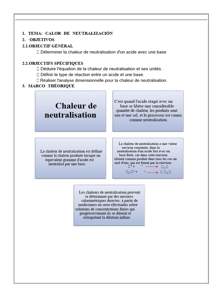 Chaleur de Neutralisation : Méthodes et Résultats | PDF | Chaleur | Acide