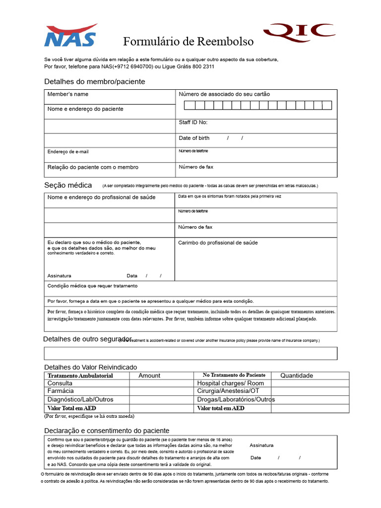 Formulário de Reembolso de Saúde | PDF | Remédio