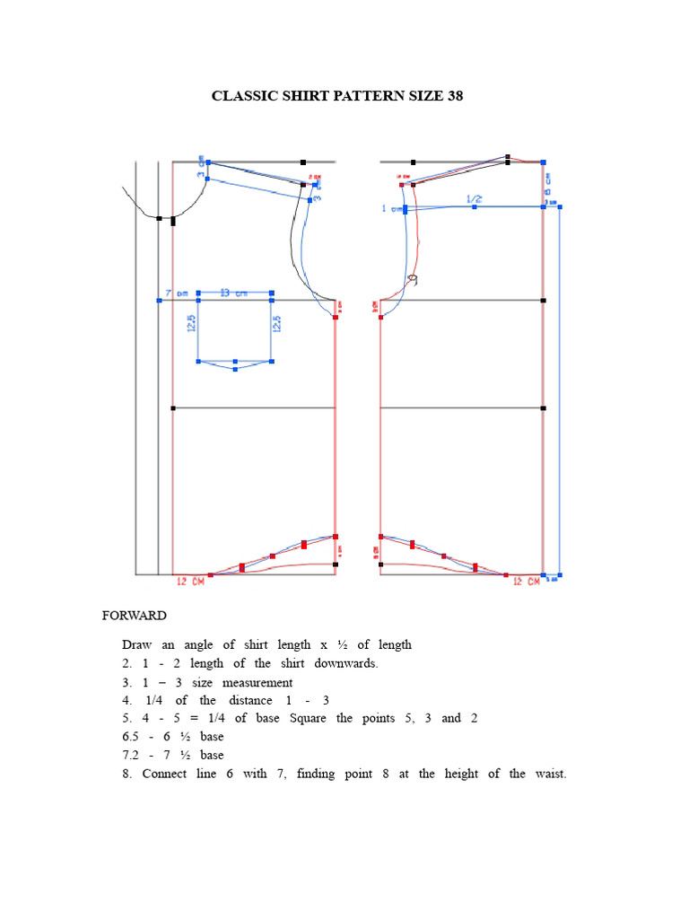 Classic Shirt Pattern Size 38 | PDF | Length | Shirt