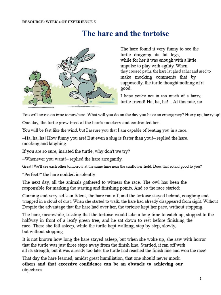 The Tortoise and the Hare: A Race Lesson | PDF | Turtle