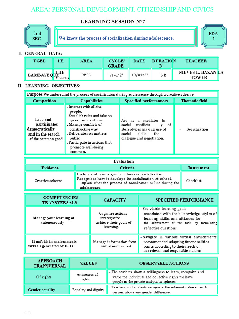 2nd LEARNING SESSION SESSION 7-WK.4-EXP.1 - DPCC | PDF | Socialization ...
