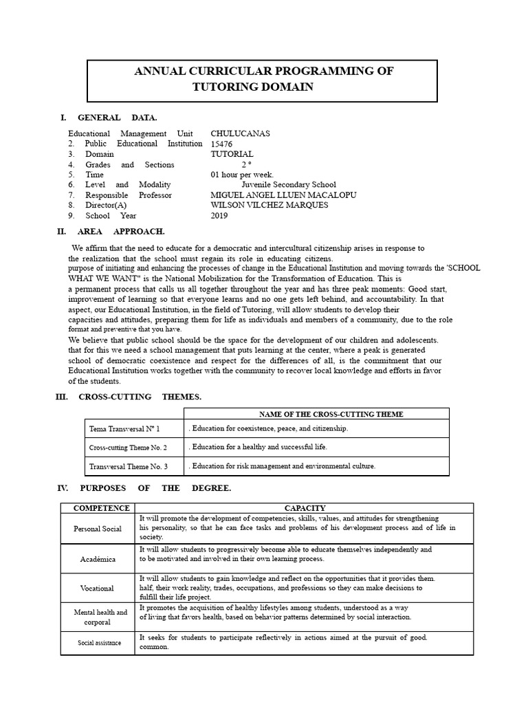 ANNUAL TUTORING PROGRAM - Second Year | PDF | Disciplines | Knowledge