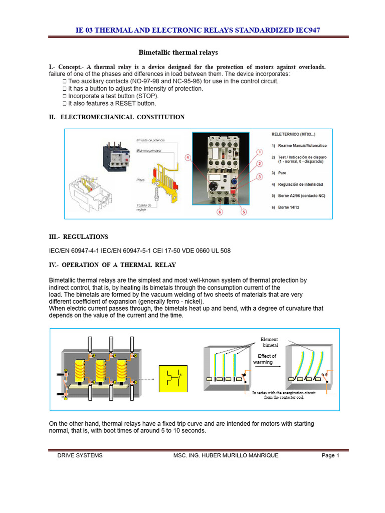 Bimetallic Thermal Relays Overview | PDF | Relay | Manufactured Goods
