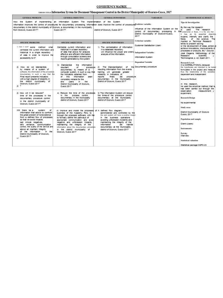 Consistency Matrix Systems | PDF | Methodology | Information