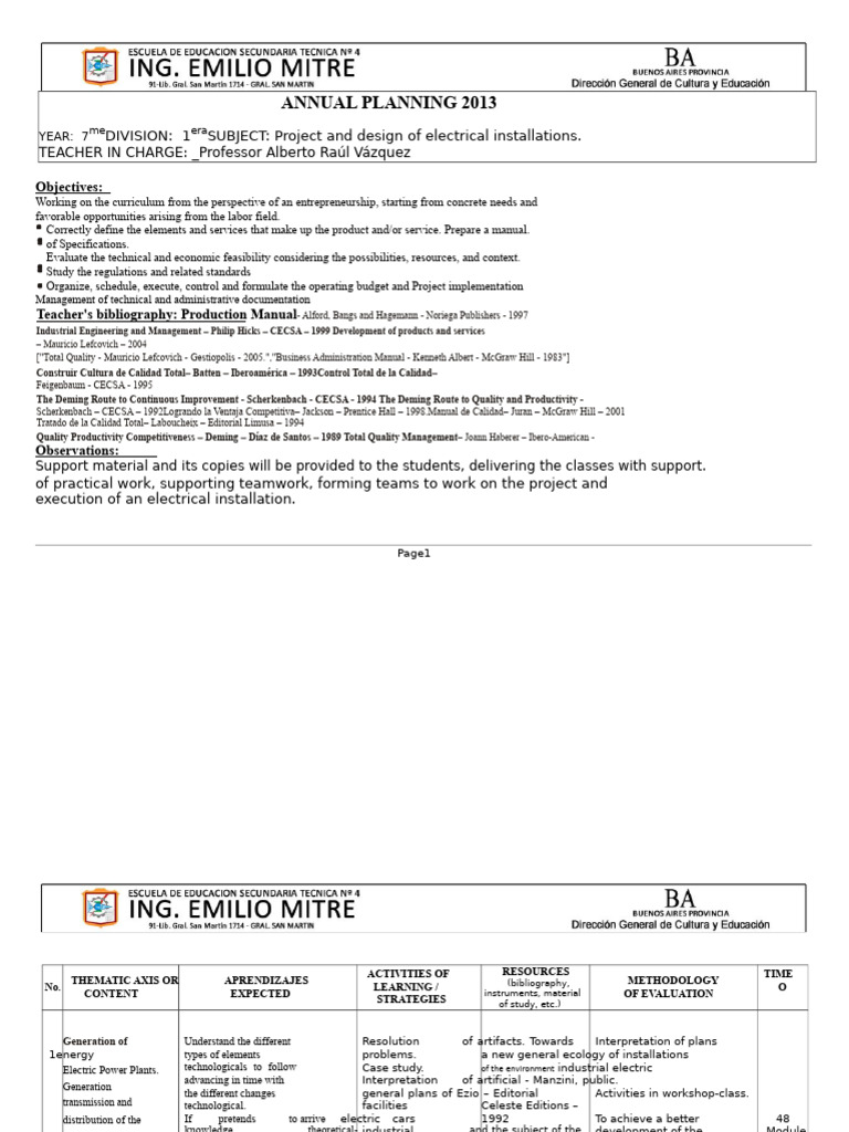 Electrical Installations Project Planning | PDF