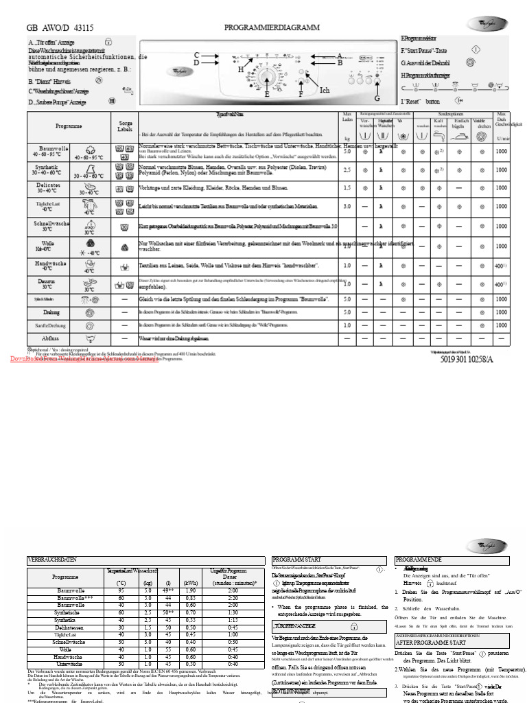Whirlpool AWOD 43115 | PDF