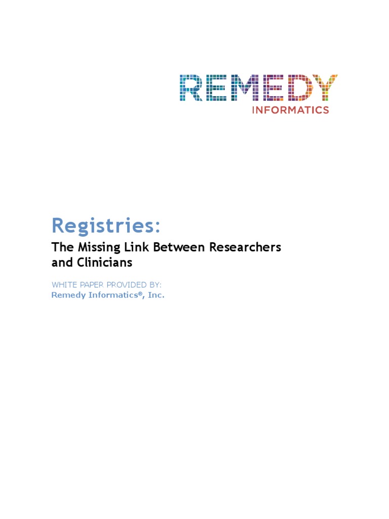 Registries Missing Link New v1 1 | PDF | Electronic Health Record ...
