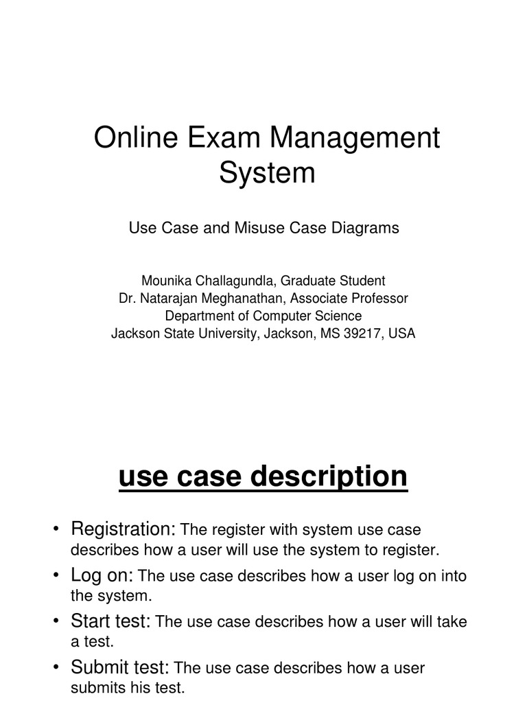 Online Exam Management System: Use Case and Misuse Case Diagrams | PDF