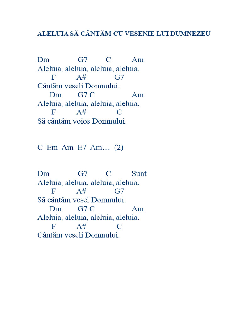 Aleluia Să Cântăm Cu Vesselie Domnului | PDF
