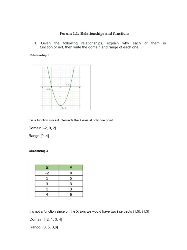 Forum 1.1 Relationships and Functions | PDF