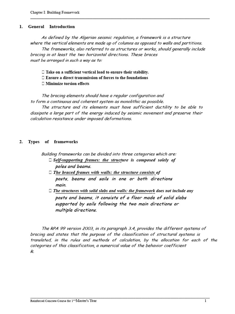 Chapter I Building Framework | PDF | Concrete | Beam (Structure)