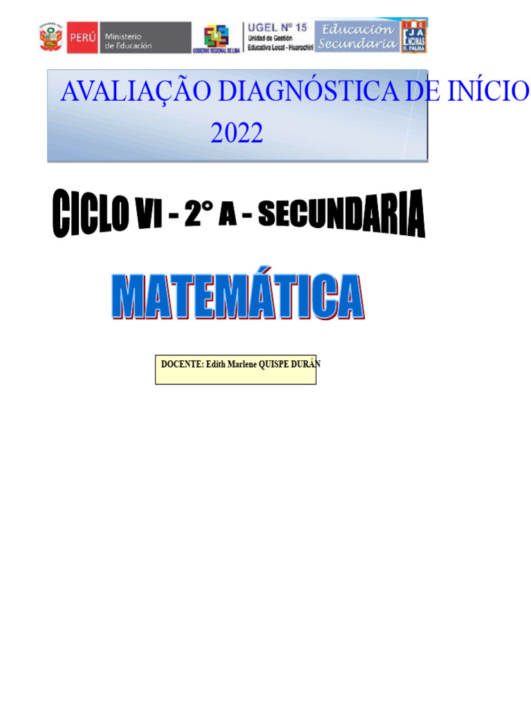 Avaliação Diagnóstica de Matemática 2º Ano | PDF