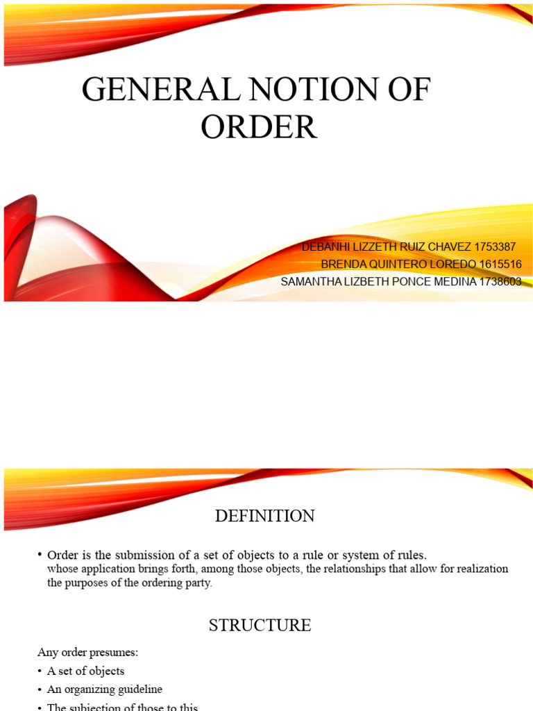 General Notion of Order | PDF | Subject (Grammar) | Nature