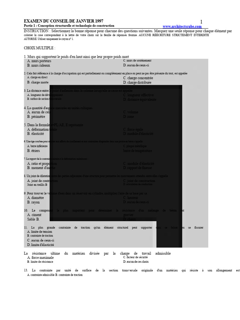 Examen de conception structurelle 1997 | PDF | Résistance des matériaux ...