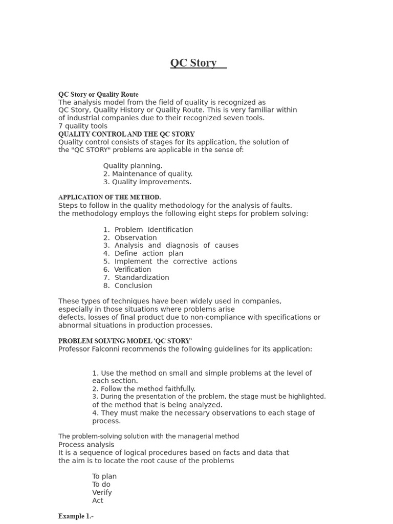QC Story: Quality Control Methodology | PDF | Methodology