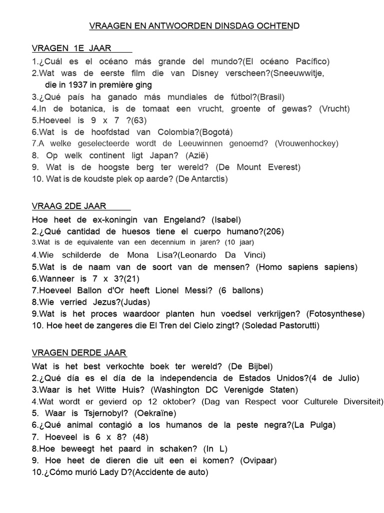 Vragen en Antwoorden | PDF