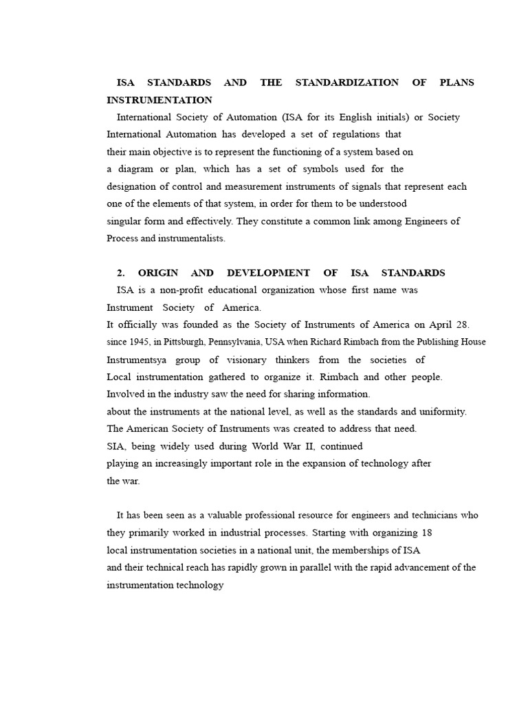 ISA Standards and The Standardization of Instrumentation Drawings | PDF ...