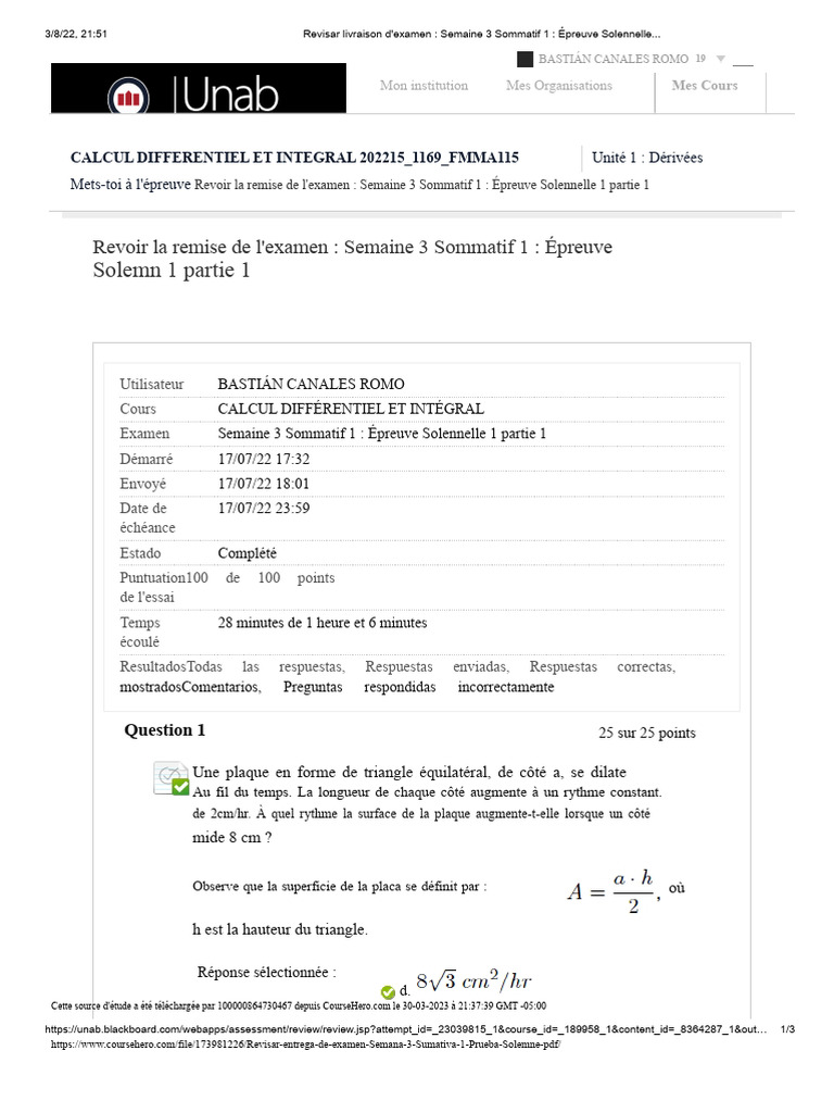 Examen Semaine 3 : Calcul Différentiel | PDF | Analyse mathématique ...
