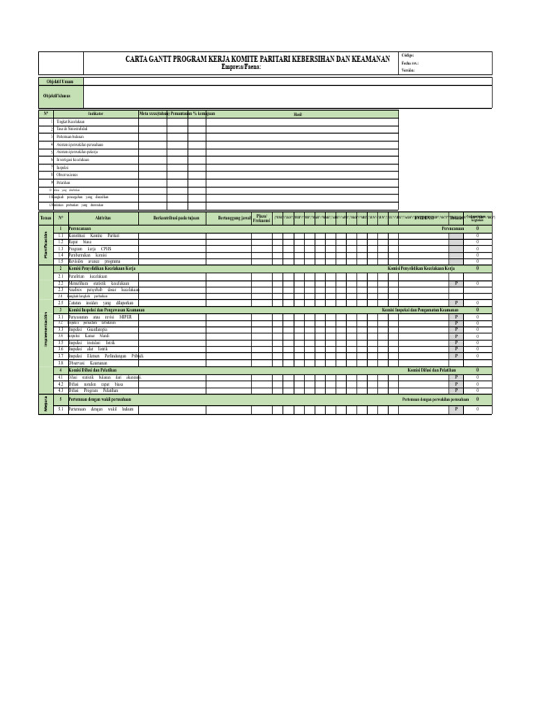 Gantt Chart Program Kerja Kebersihan dan Keamanan | PDF
