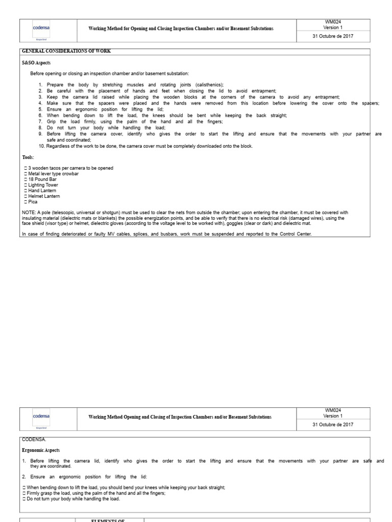Inspection Chamber Opening Method | PDF | Hand