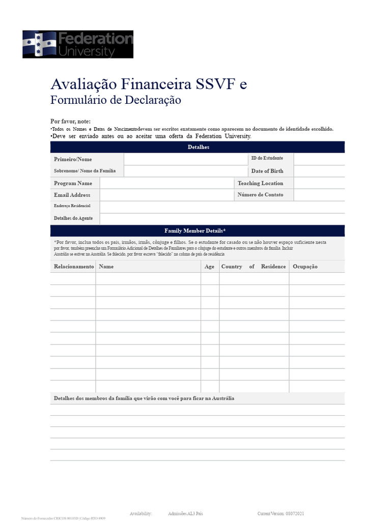 Formulário de Avaliação Financeira SSVF | PDF | Empréstimos | Economias