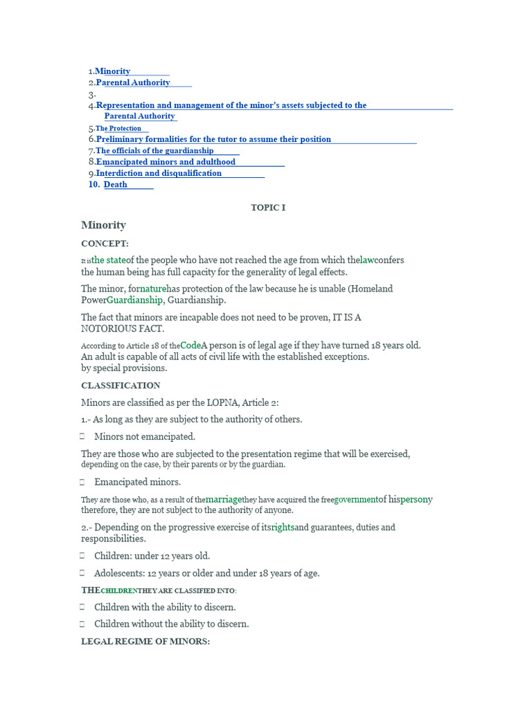 Legal Aspects of Minors and Authority | PDF | Child Custody | Legal ...