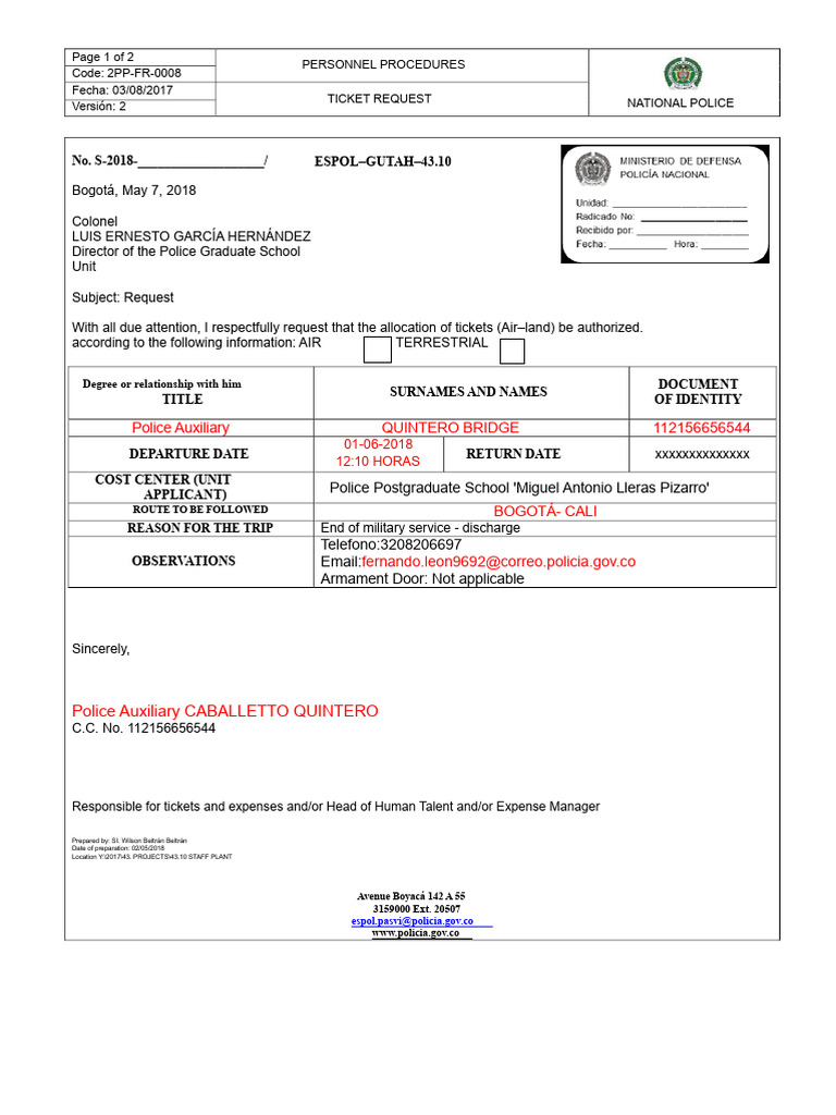 2pp-Fr-0008 Ticket Request 001 | PDF