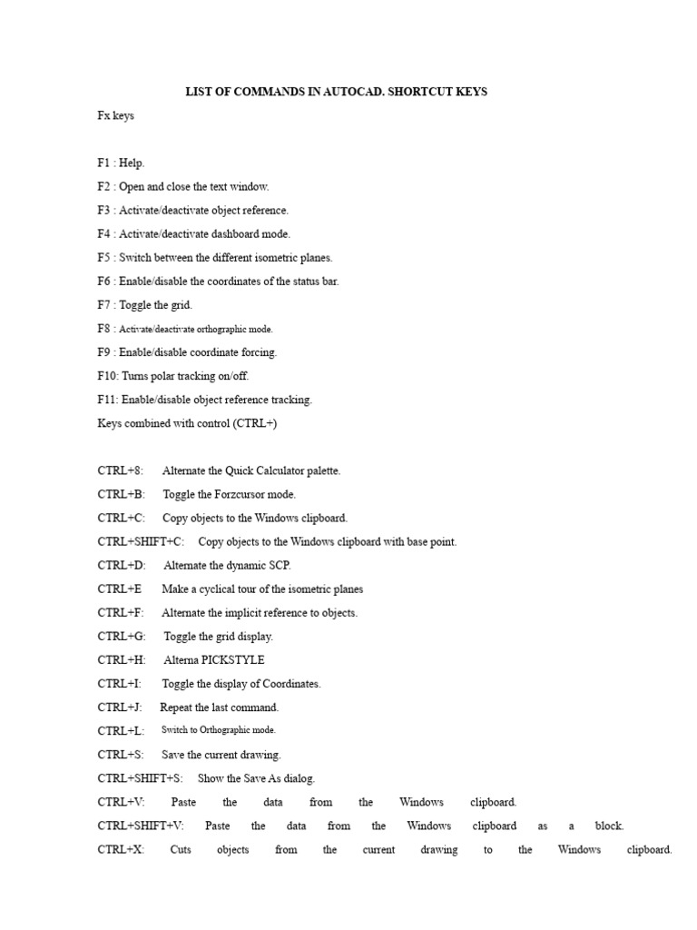 AutoCAD Command Shortcuts Guide | PDF | Keyboard Shortcut | Computer ...