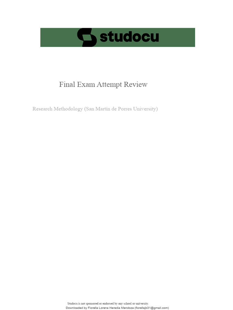 Final Exam Review of The Attempt | PDF | Sampling (Statistics) | Cohort ...