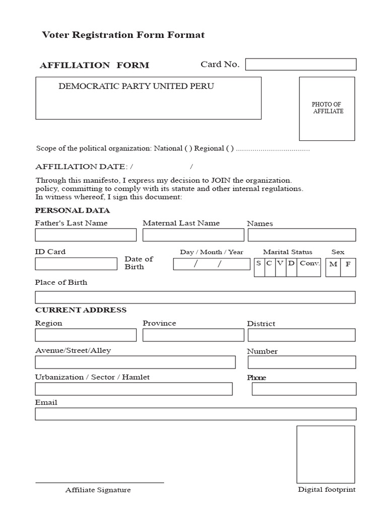 Voter Registration Form Template | PDF