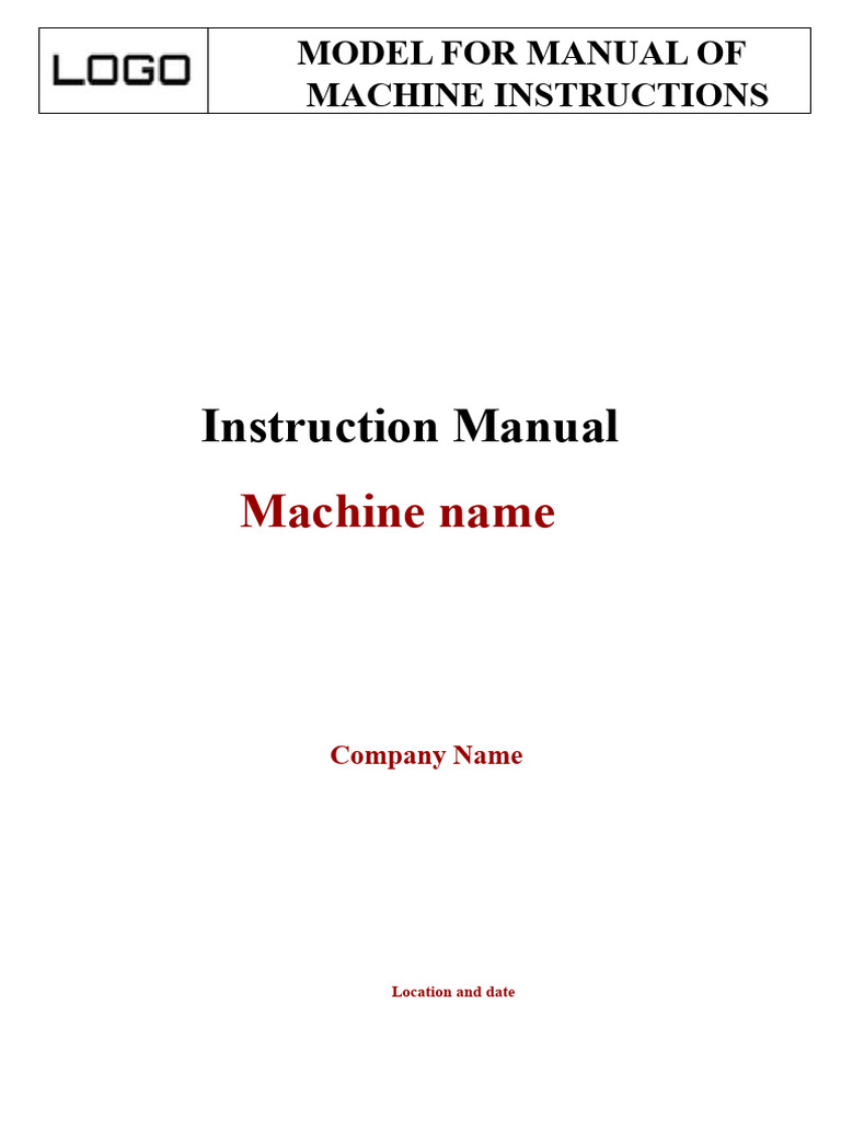 Machine Instruction Manual Template | PDF | Switch | Machines