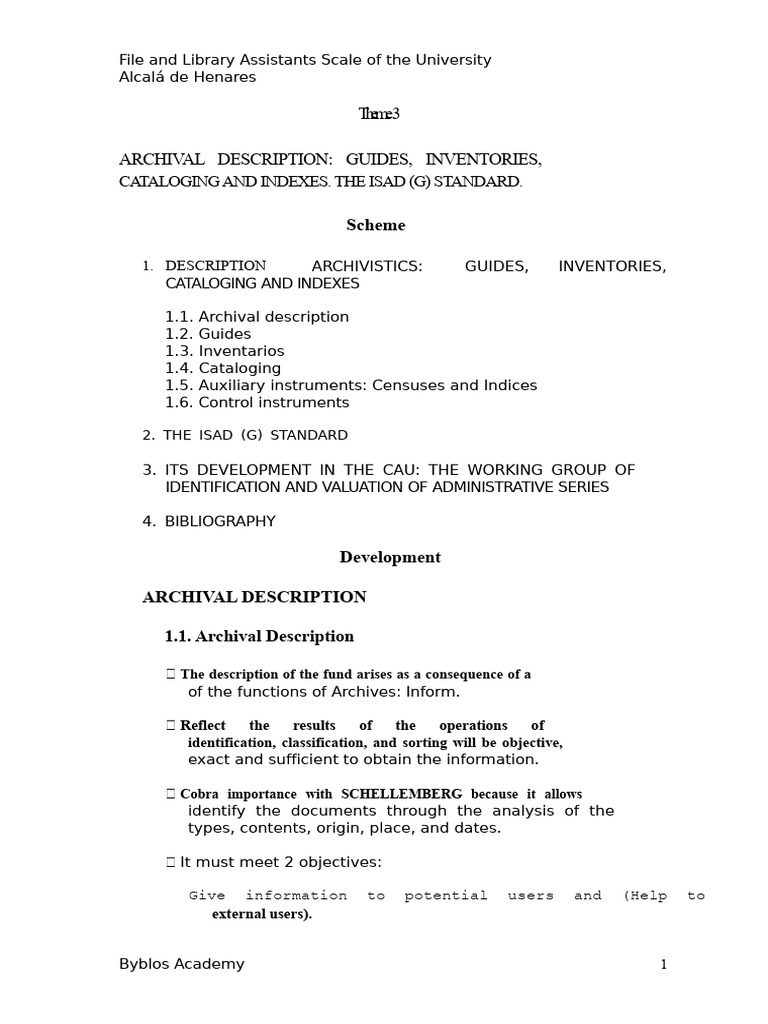 Archival Description and ISAD(G) Standard | PDF | Archive | Archivist