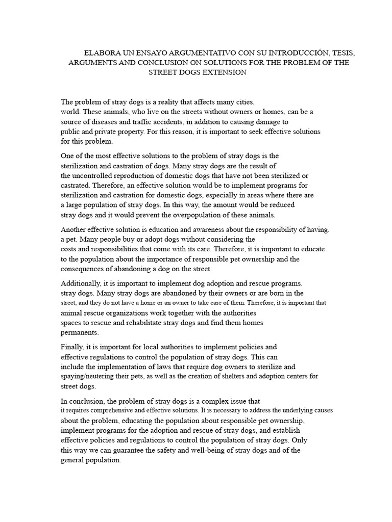 Develop An Argumentative Essay With Its Introduction | PDF | Neutering ...