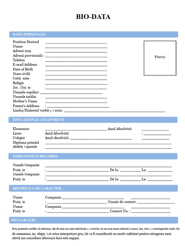 Format Biodata in Document Word Descărcare Gratuită | PDF