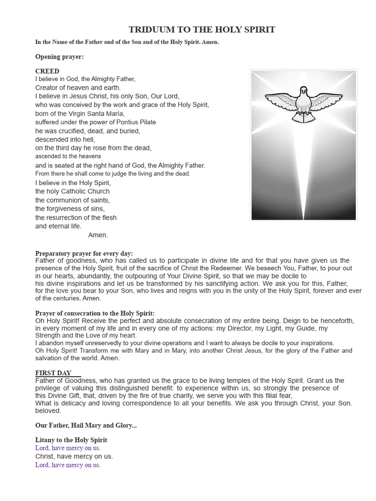 Triduum Prayers to the Holy Spirit | PDF | God The Father | Mercy